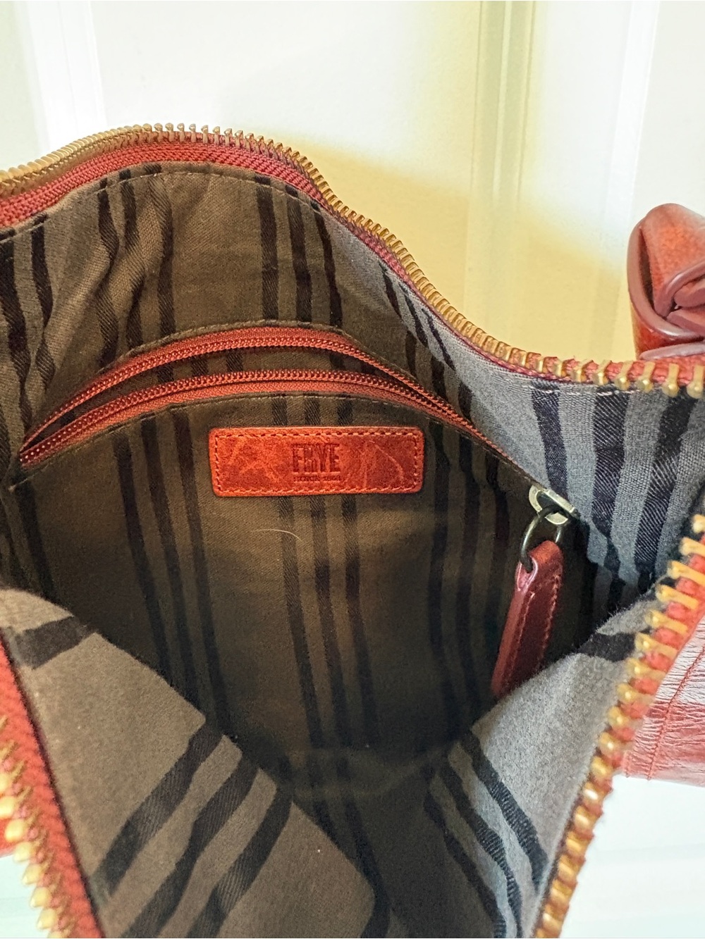Frye Red Brown Leather Crossbody Bag - Picture 8 of 11